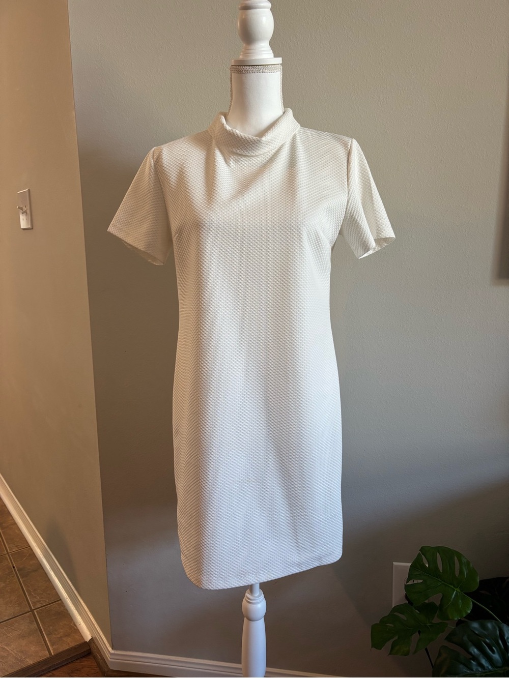 Fashion Union Cream Asymmetrical Short-Sleeve Shift Dress